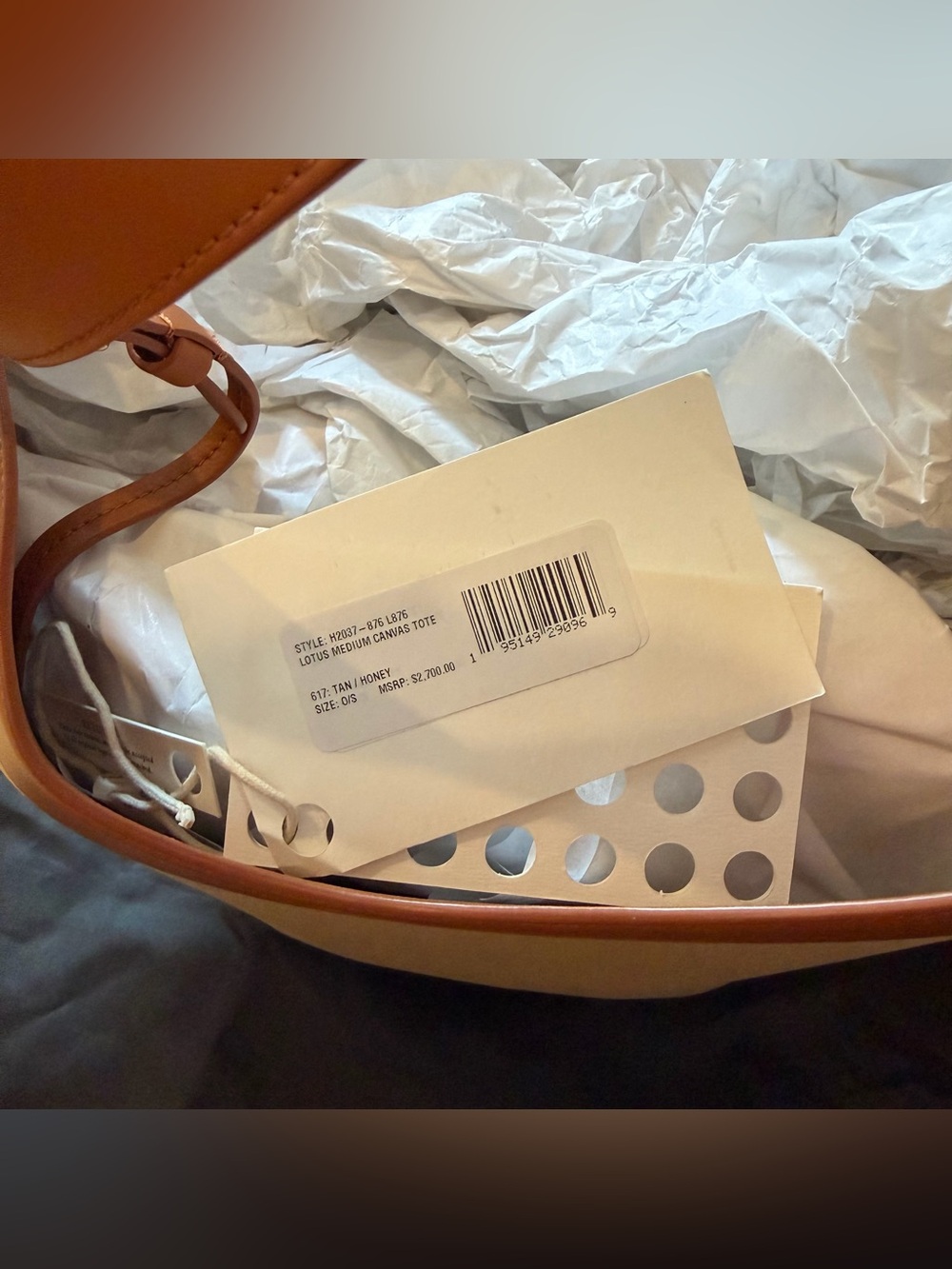 NEW KHAITE Medium Lotus Tote Honey Tan Leather Canvas Shoulder Bag purse $2700 - Picture 12 of 14